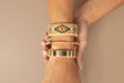 ETKIE Gold Beaded Metal Bangle